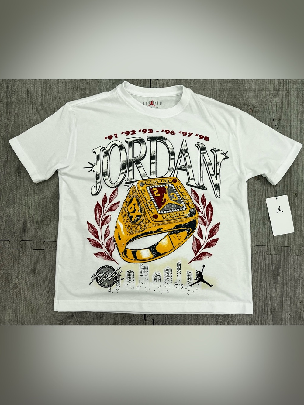 Jordan Boys S White Michael Jordan Graphic Logo Crew Neck Short Sleeve T-Shirt